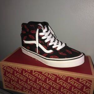 LIKE NEW Limited Edition High Top Black and Red Custom Vans w/ Box